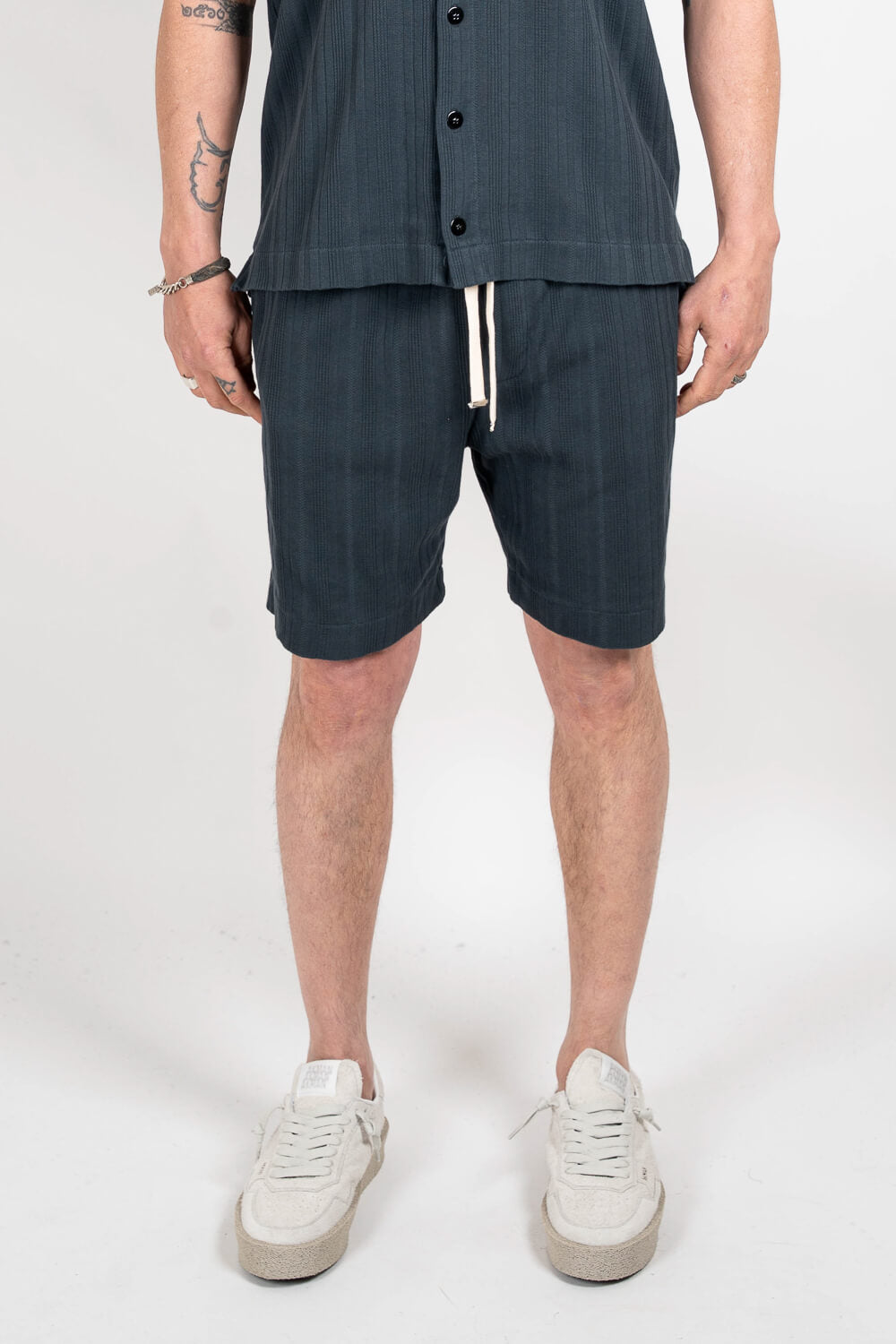 Jersey Cotton Patterned Shorts Charcoal