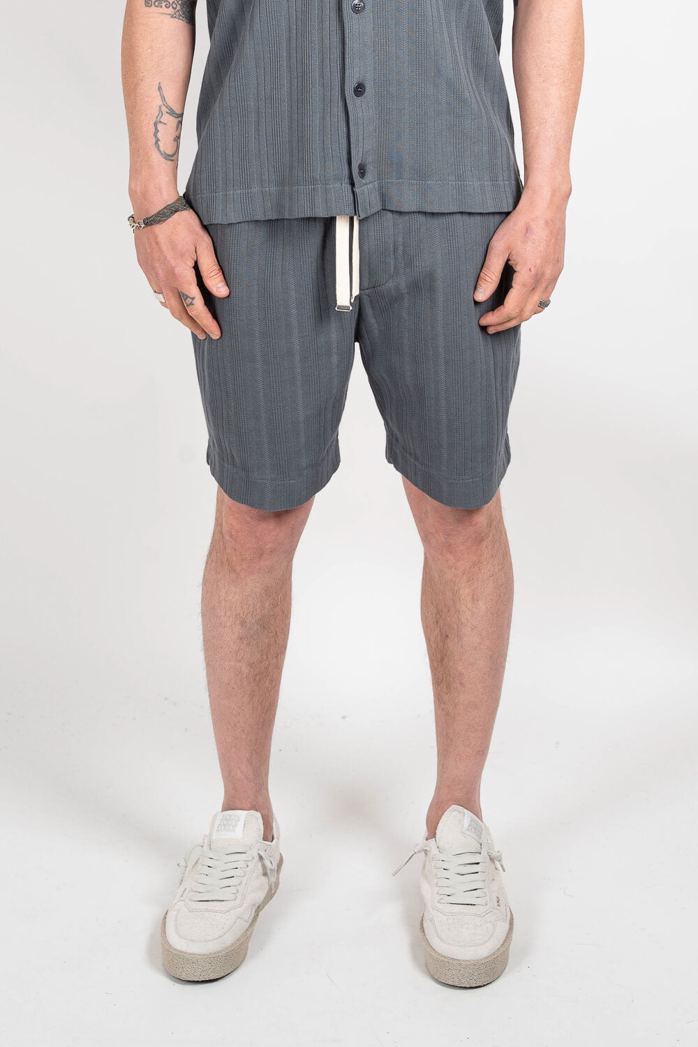 Jersey Cotton Patterned Shorts Grey