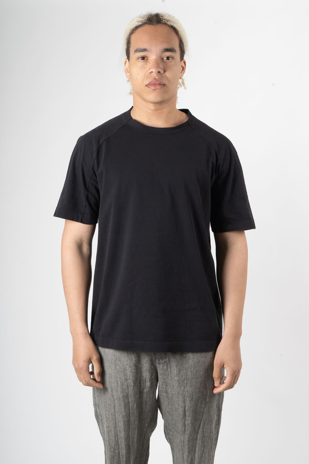 Jersey Cotton W/ Stitch Detail T-Shirt Black