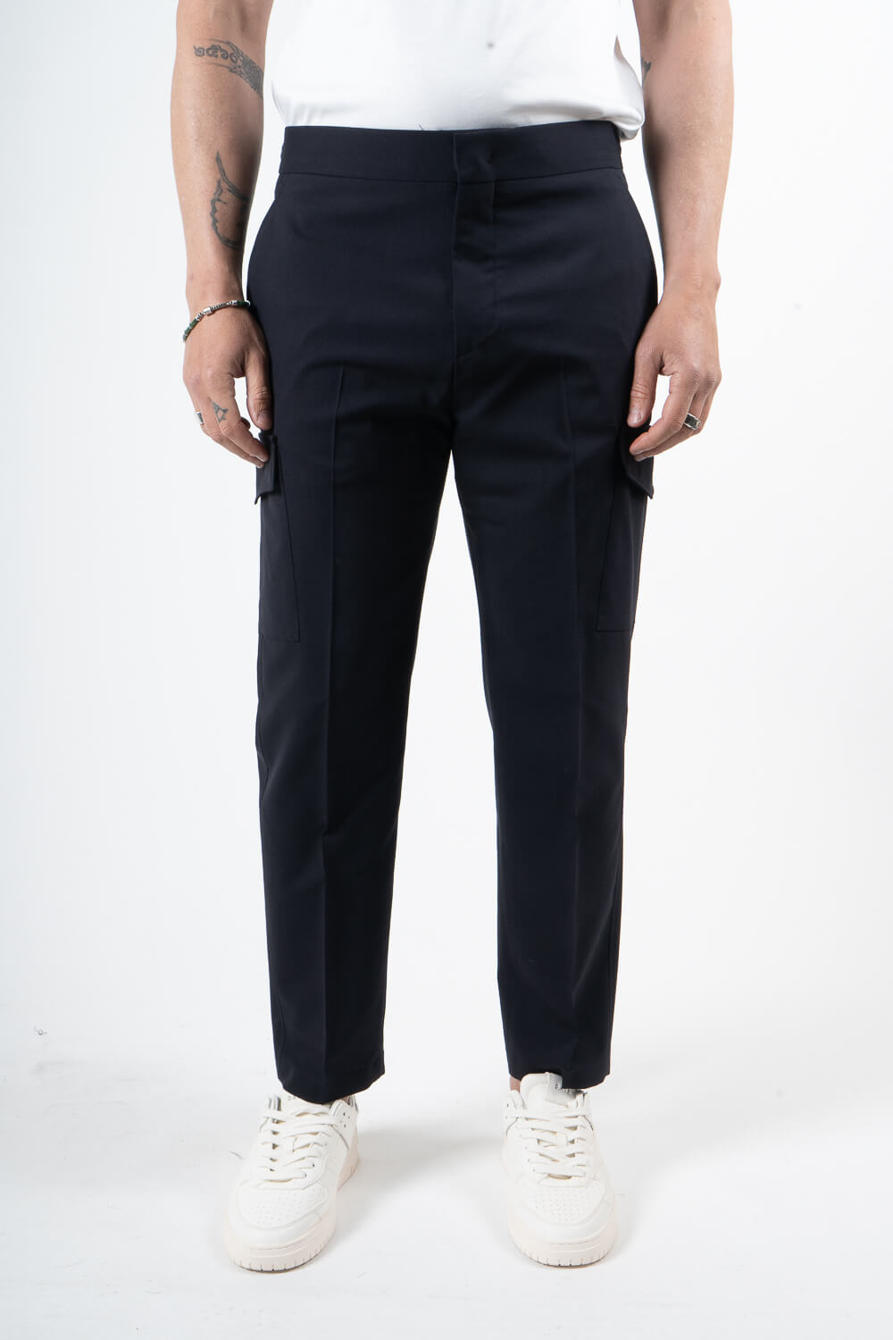 Karl Drawstring Cargo Trousers Navy