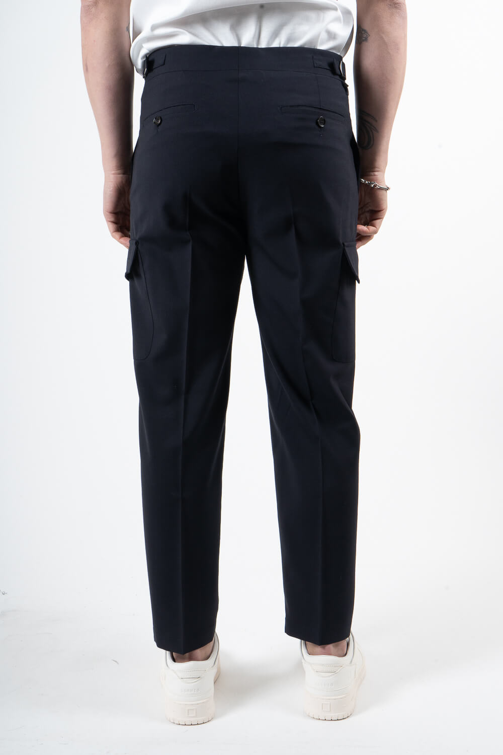 Karl Drawstring Cargo Trousers Navy