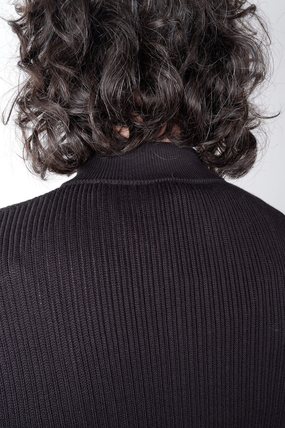 Ribbed Cotton Zip-Up Jacket Black