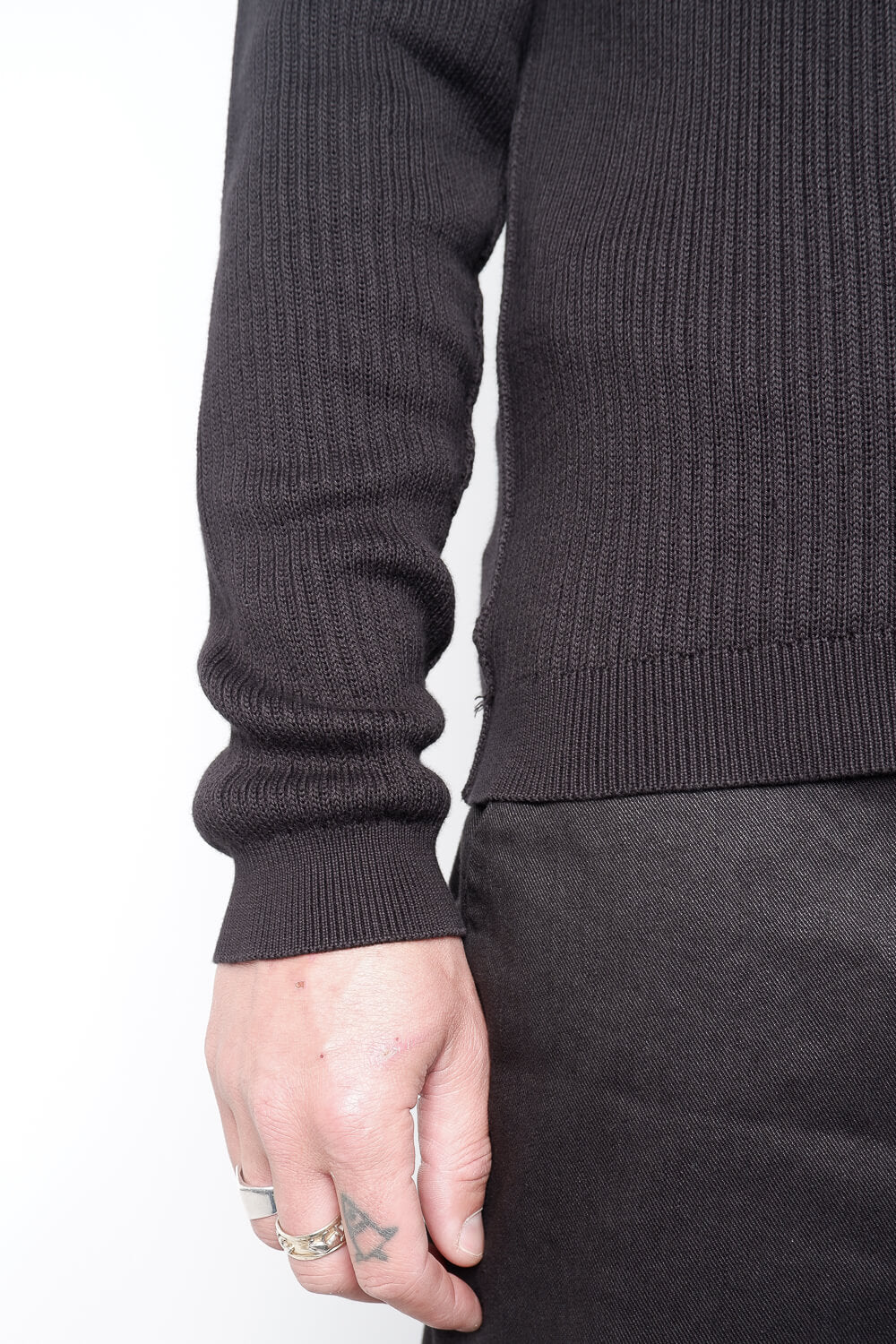 Ribbed Cotton Zip-Up Jacket Black