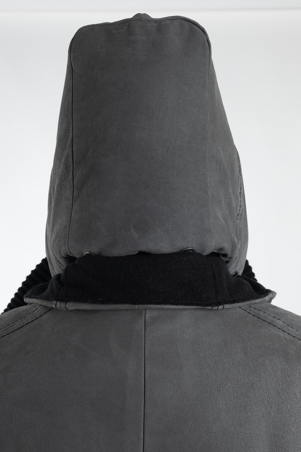 Lamb Leather W/ Wool Inserts Leather Parka Charcoal/Grey