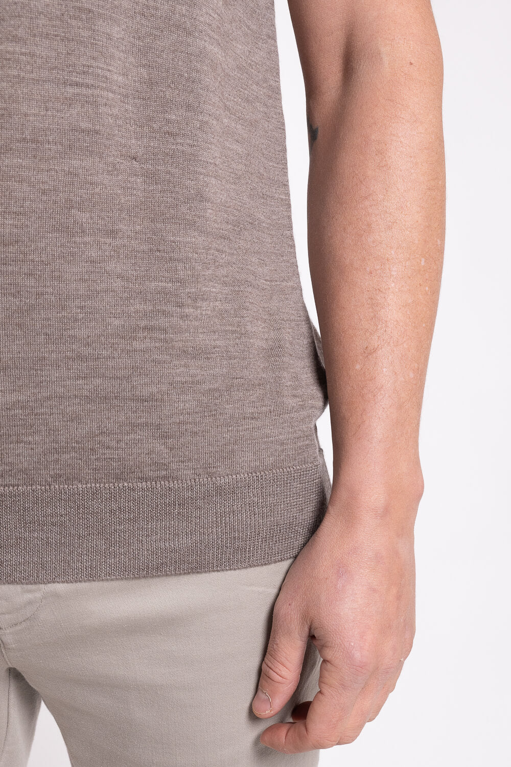 Lana Merino Wool Round Neck T-Shirt Dark Sand