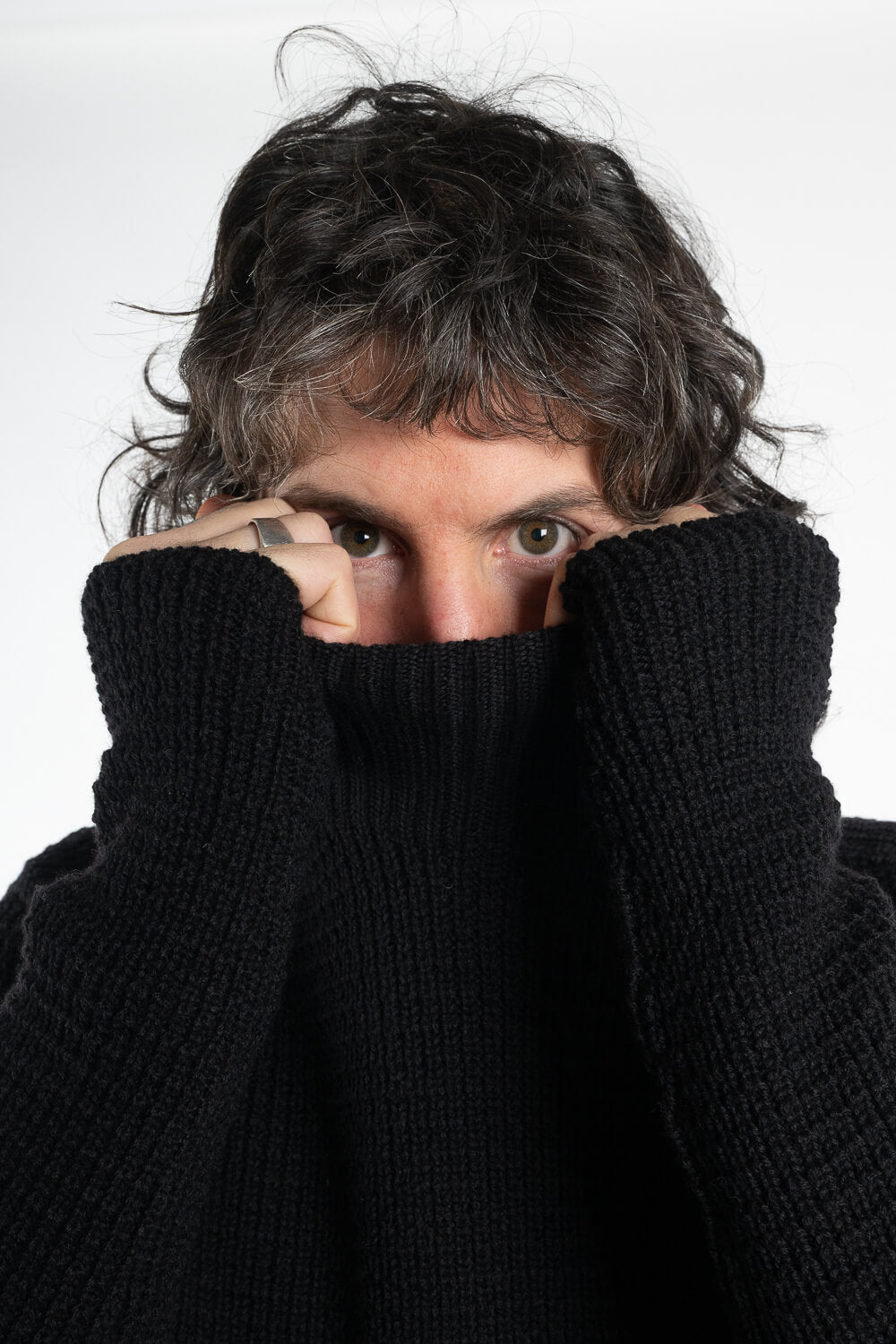 Lana Virgin Wool Cable Roll Neck Black