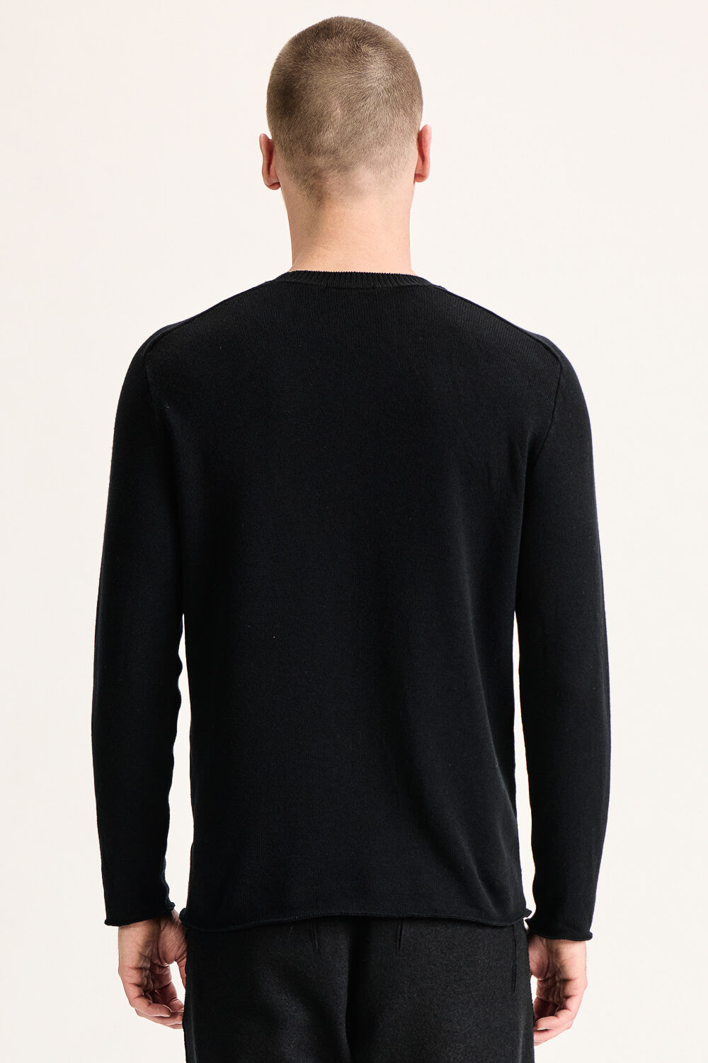 Lana Virgin Wool Stitch Sleeve Detail Sweater Black