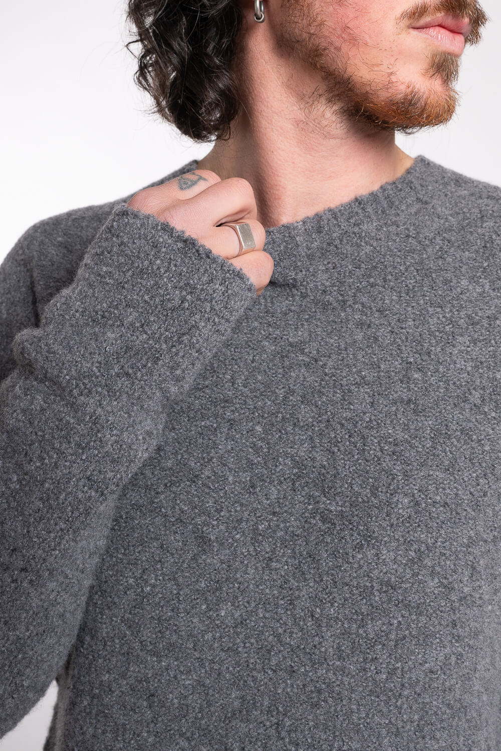 Lana Wool Textured Effect Sweater Grey
