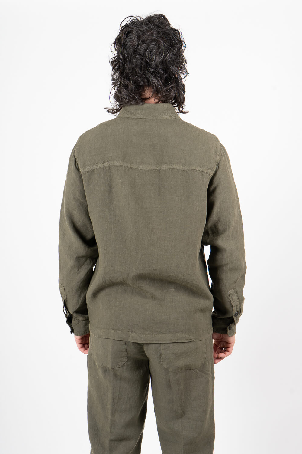Leroy Italian Linen Overshirt Military Green