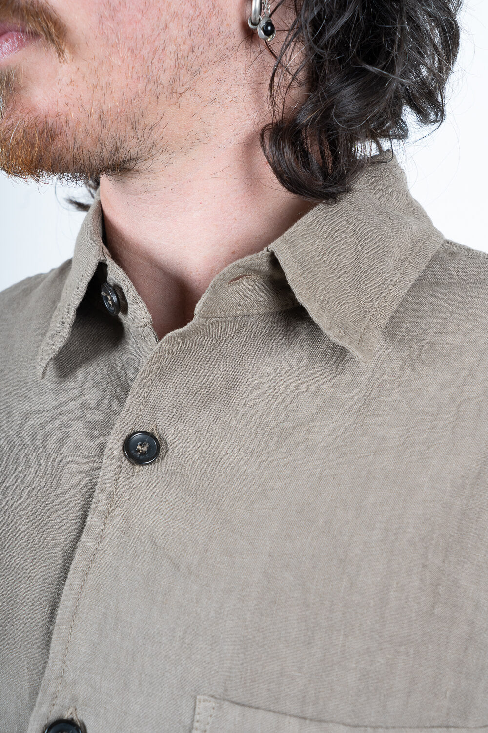 Leroy Italian Linen Overshirt Sand