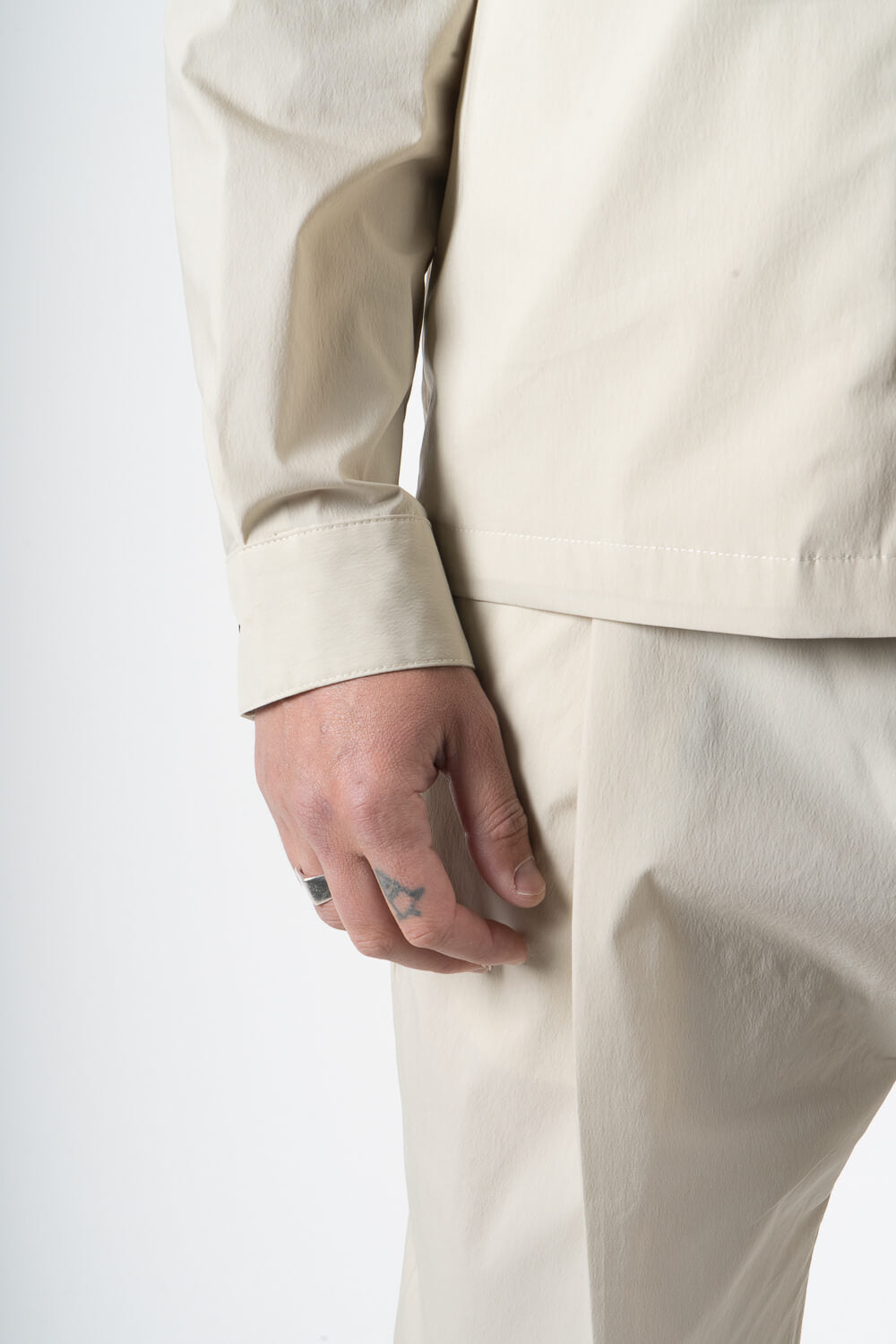 Leroy Relaxed Fit Front Pocket Long Sleeve Shirt Beige