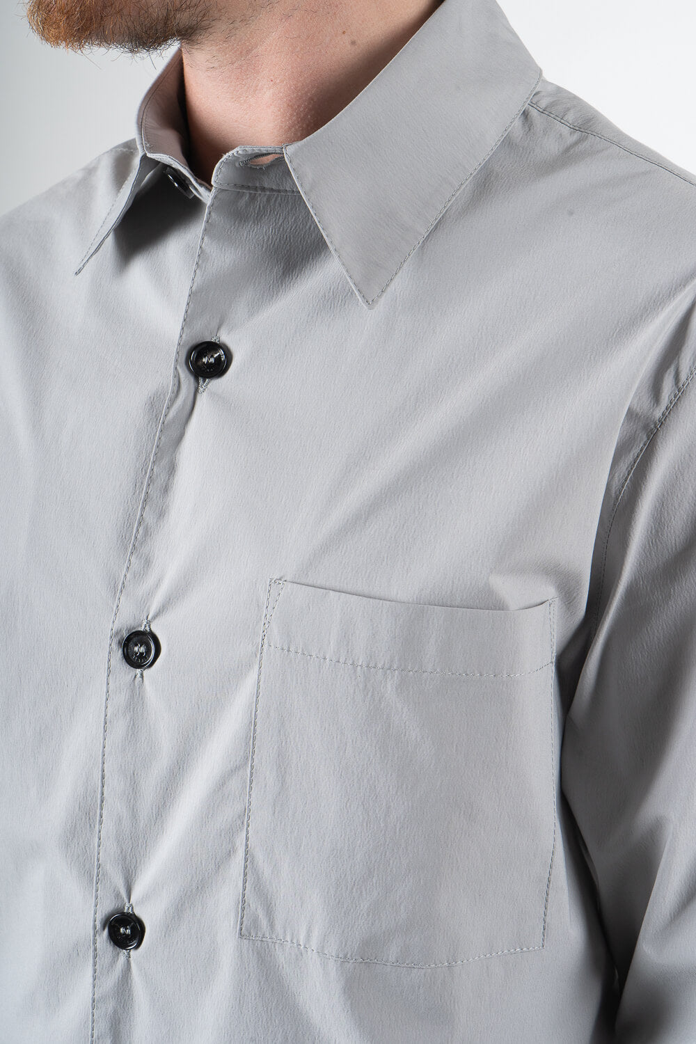 Leroy Relaxed Fit Front Pocket Long Sleeve Shirt Grey