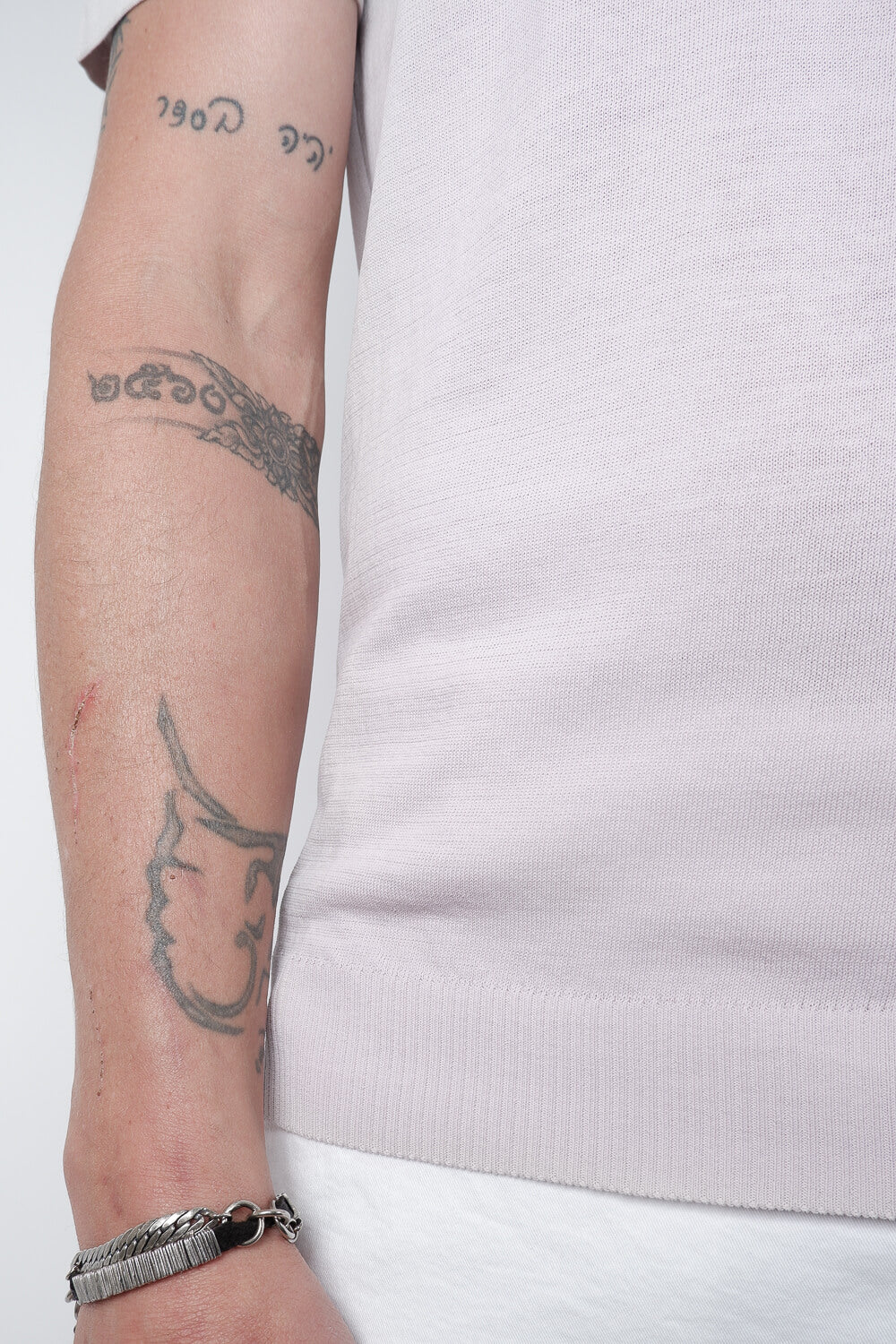 Lightweight Knitted Round Neck T-Shirt Lilac