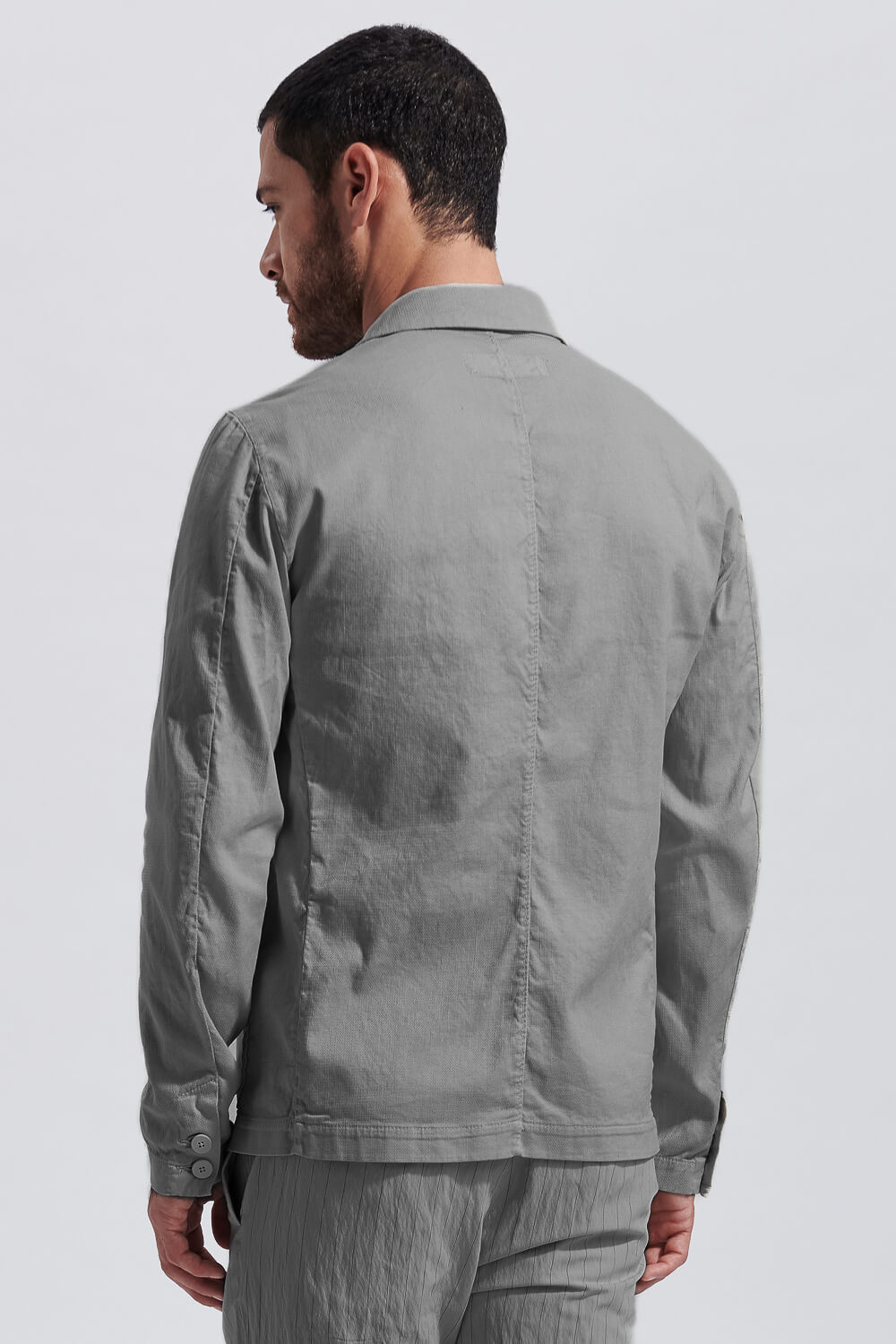 Linen/Cotton Button-Up Blazer Grey
