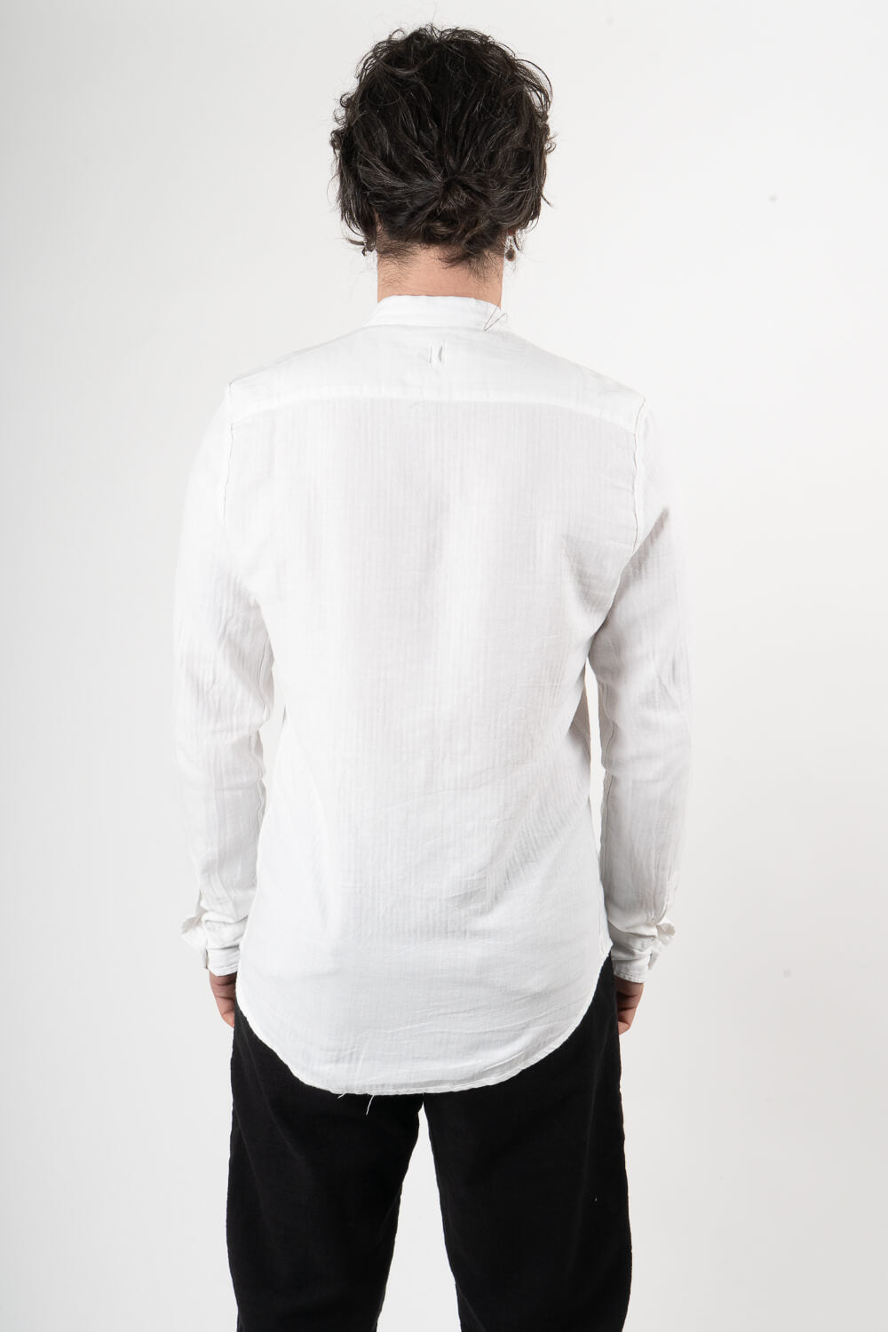 Linen/Cotton Front Button Detail Shirt White