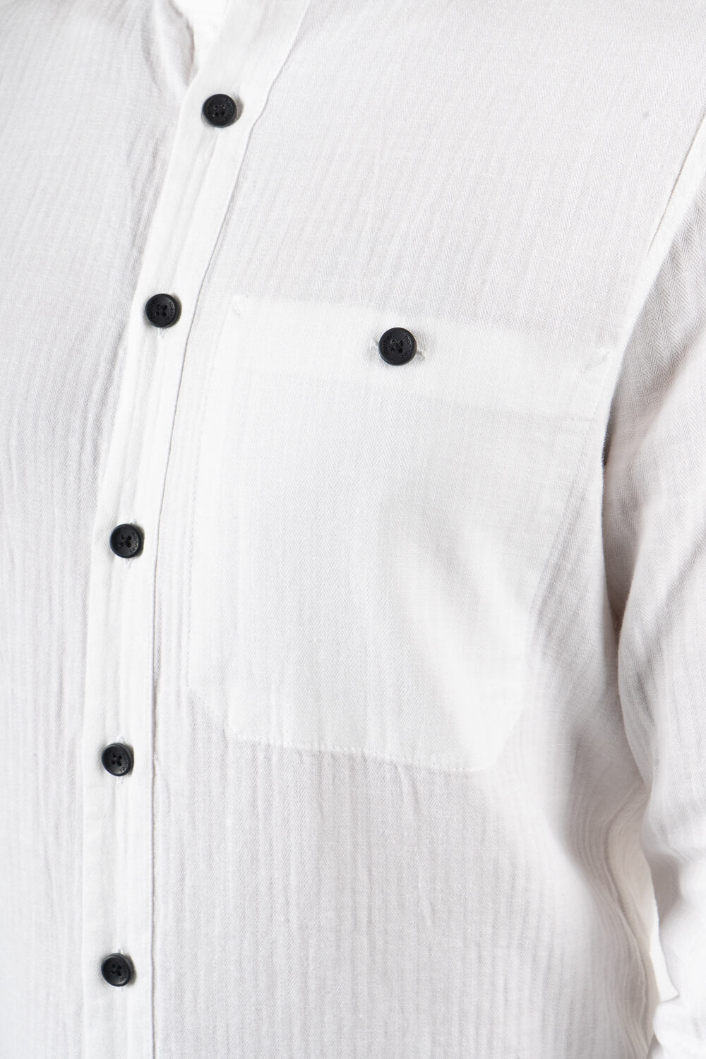 Linen/Cotton Front Button Detail Shirt White