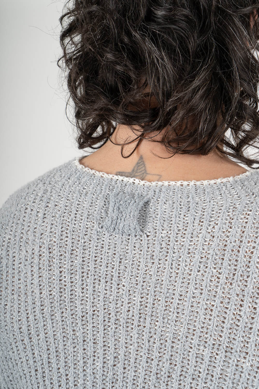Linen/Cotton Knit Sweater Mint/White