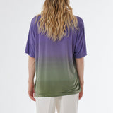 Linen Faded Design T-Shirt Green/Purple