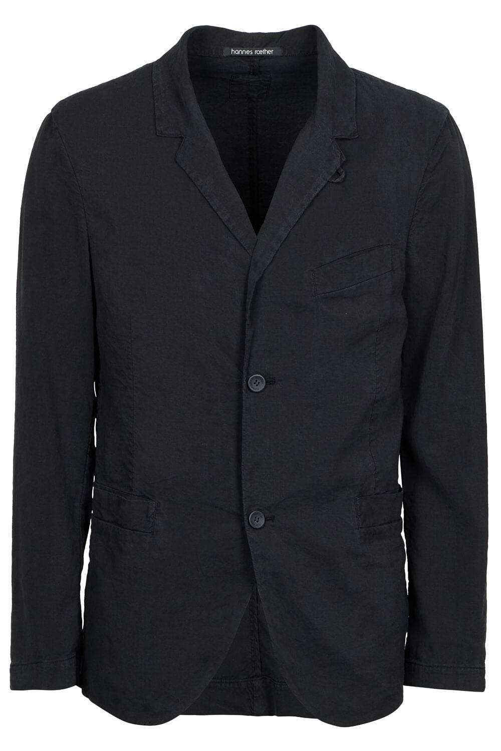 Linen/Silk Front Pocket Blazer Black