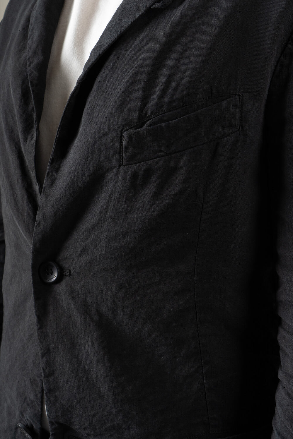 Linen/Silk Front Pocket Blazer Black