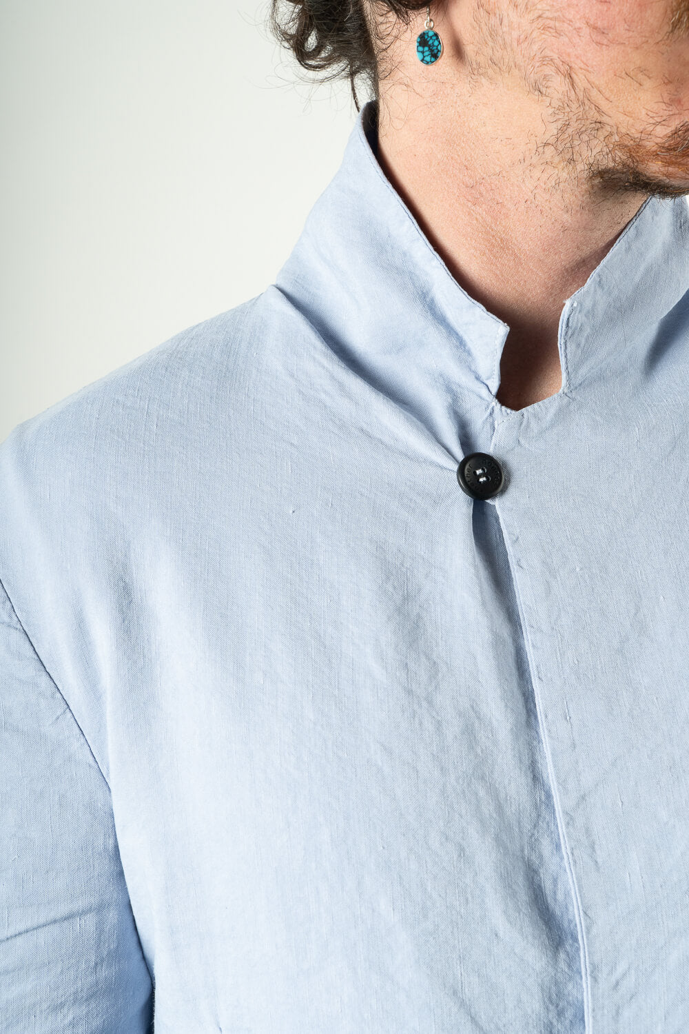 Linen/Silk Front Pocket Blazer Blue