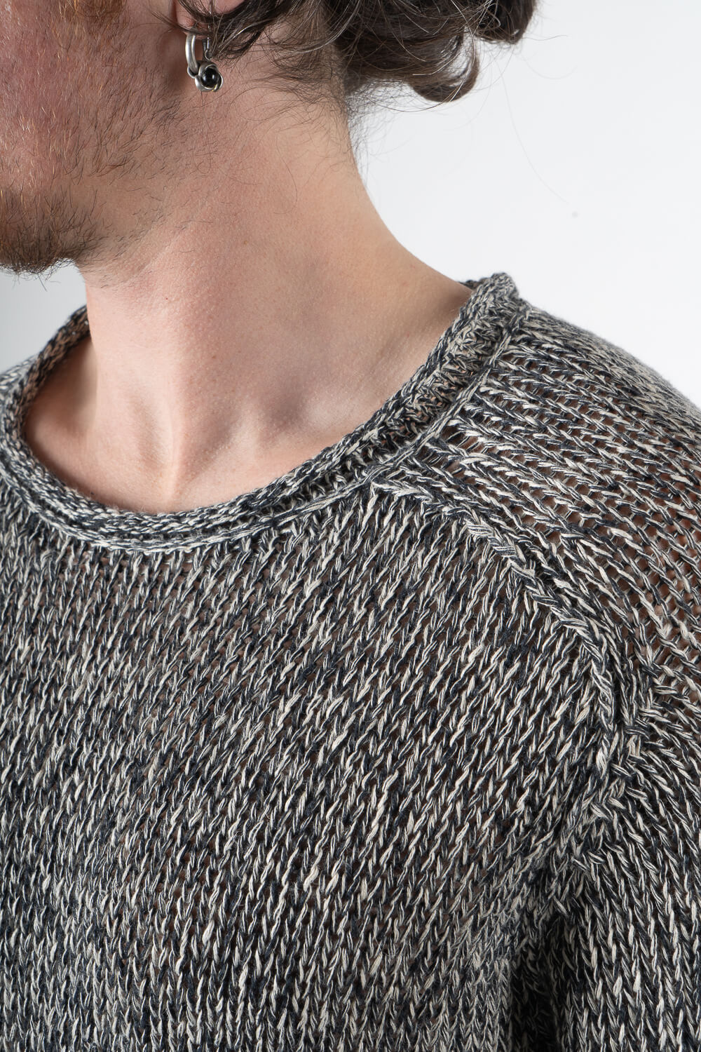 Linen Cotton Mix Knit Black/White