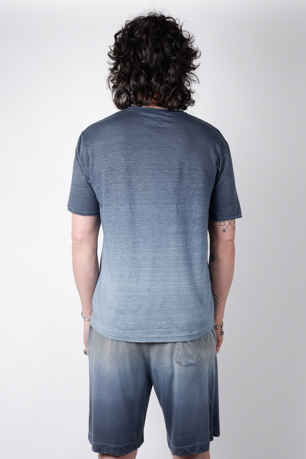 Linen Faded Design T-Shirt Blue
