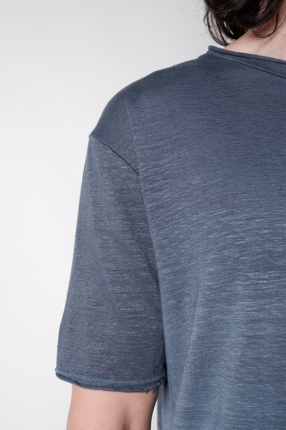 Linen Faded Design T-Shirt Blue