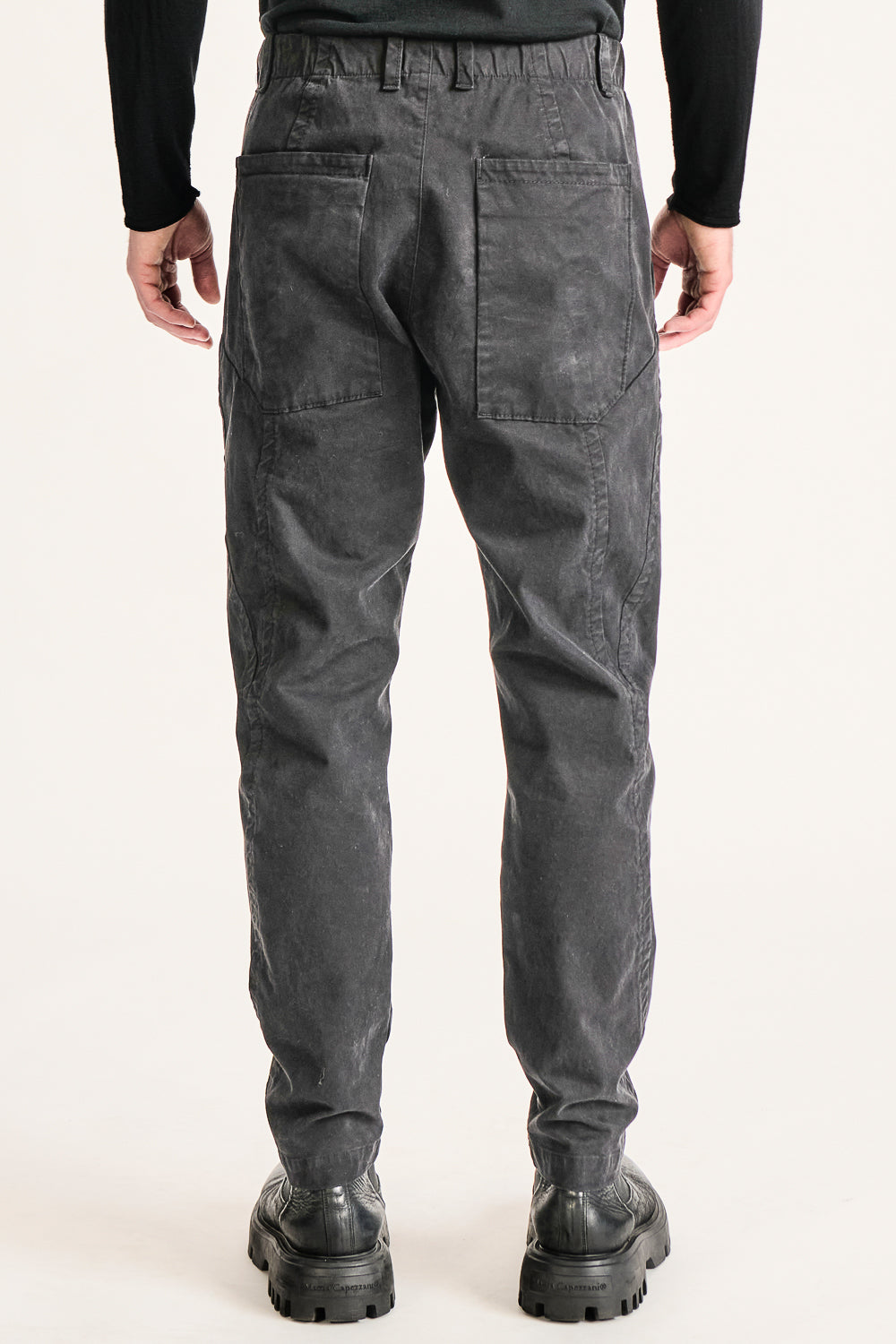 Loose-Fit Drawstring Italian Stretch Cotton Trousers Charcoal