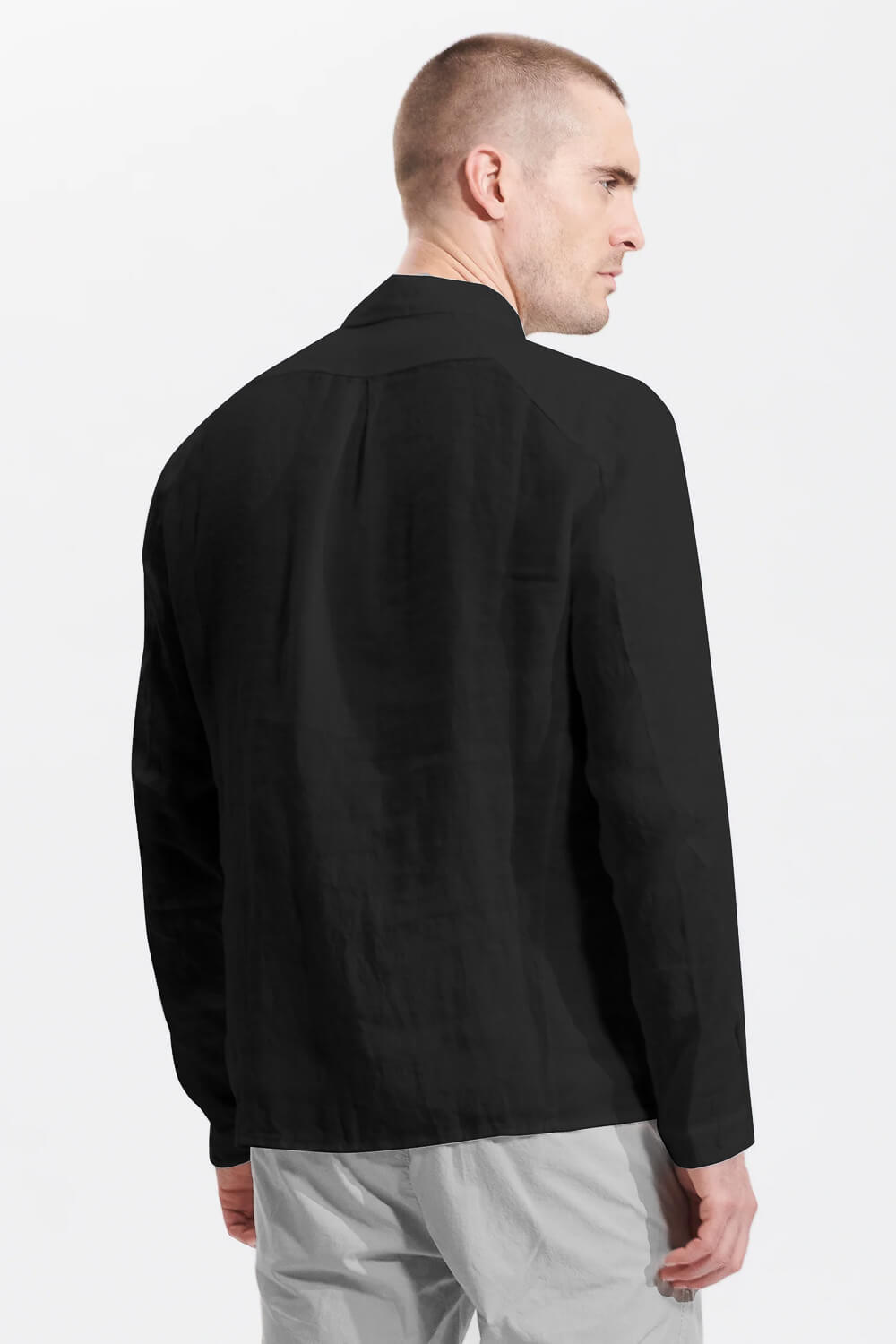 Loose Fit Linen Shirt W/ Cotton Inserts Black