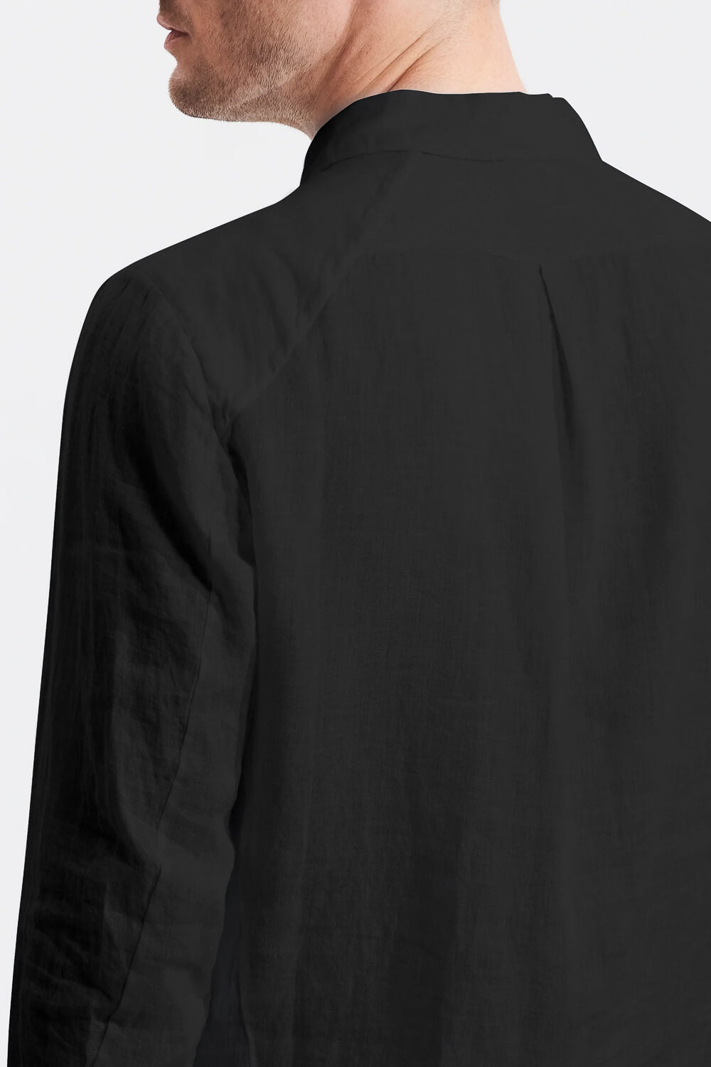 Loose Fit Linen Shirt W/ Cotton Inserts Black