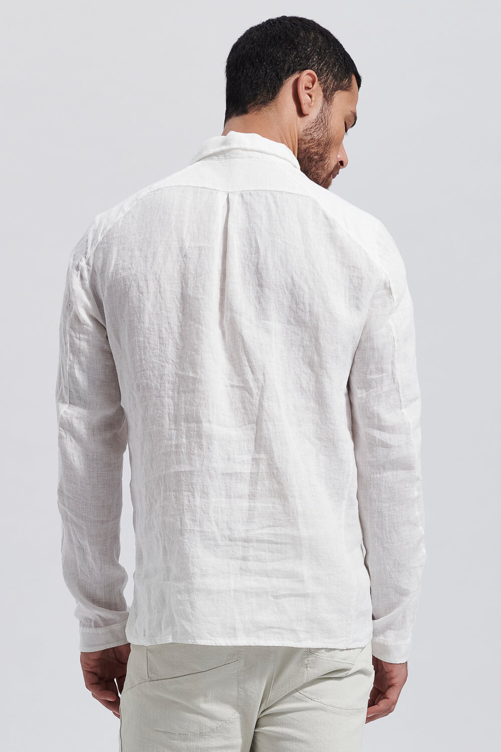 Loose Fit Linen Shirt W/ Cotton Inserts White