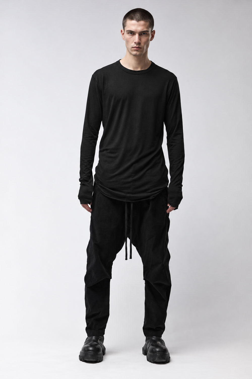 M TS 961 Long-Sleeve T-Shirt in Modal/Cashmere Blend Black