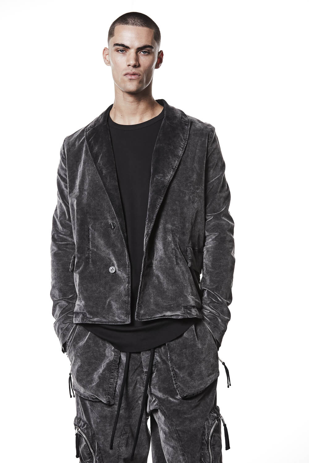 M B 58 Velvet Blazer Grey