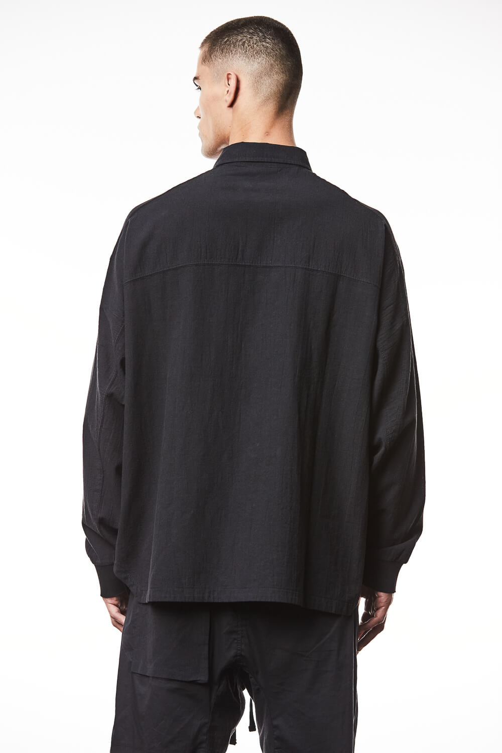 M H 159 Oversized Linen Shirt Black