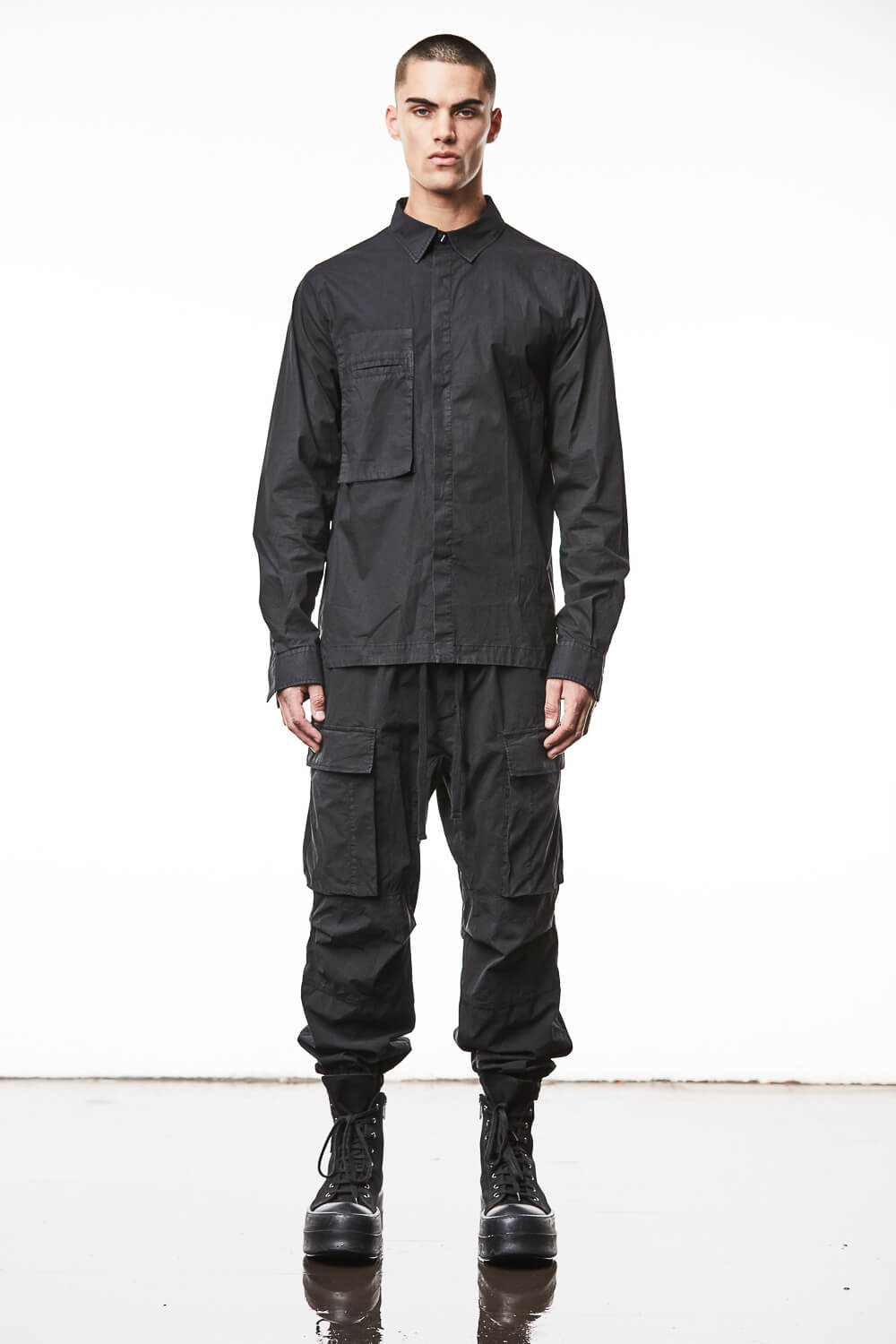 M H 170 Patch Pocket Detail Shirt Black