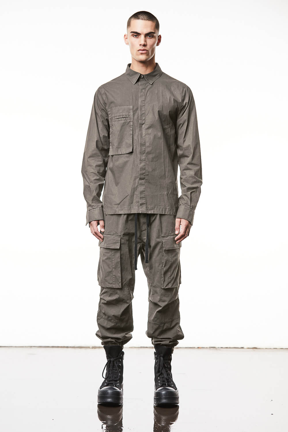 M H 170 Patch Pocket Detail Shirt Grey