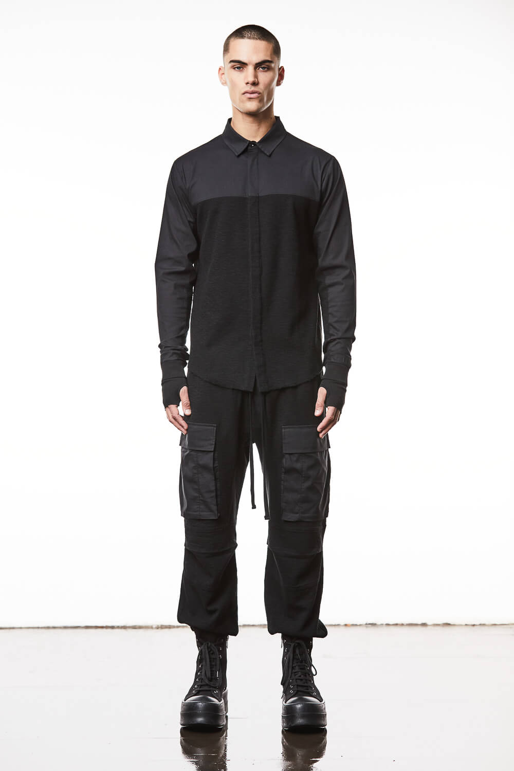 M H 171 Double-Faced Cotton Shirt Black