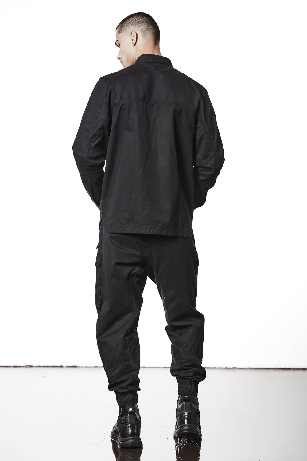 M H 175 Flap Chest Pockets Cotton Shirt Black