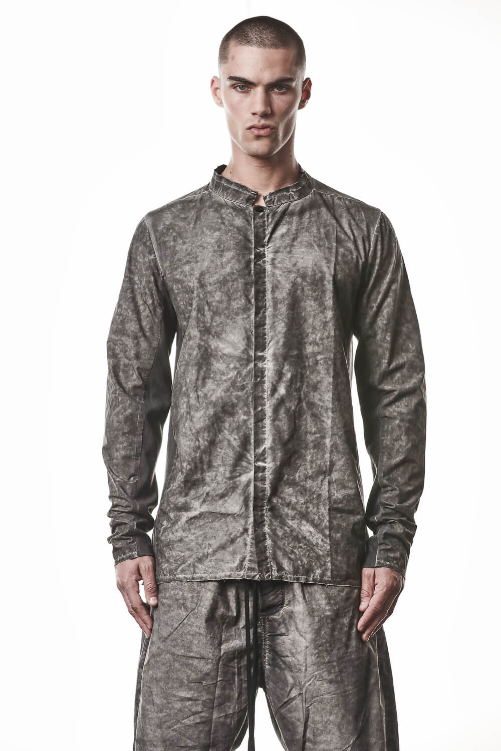 M H 178 Stand Up Collar Shirt Grey