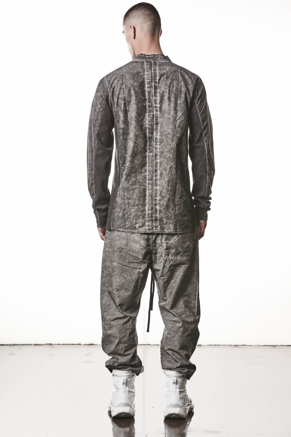 M H 178 Stand Up Collar Shirt Grey