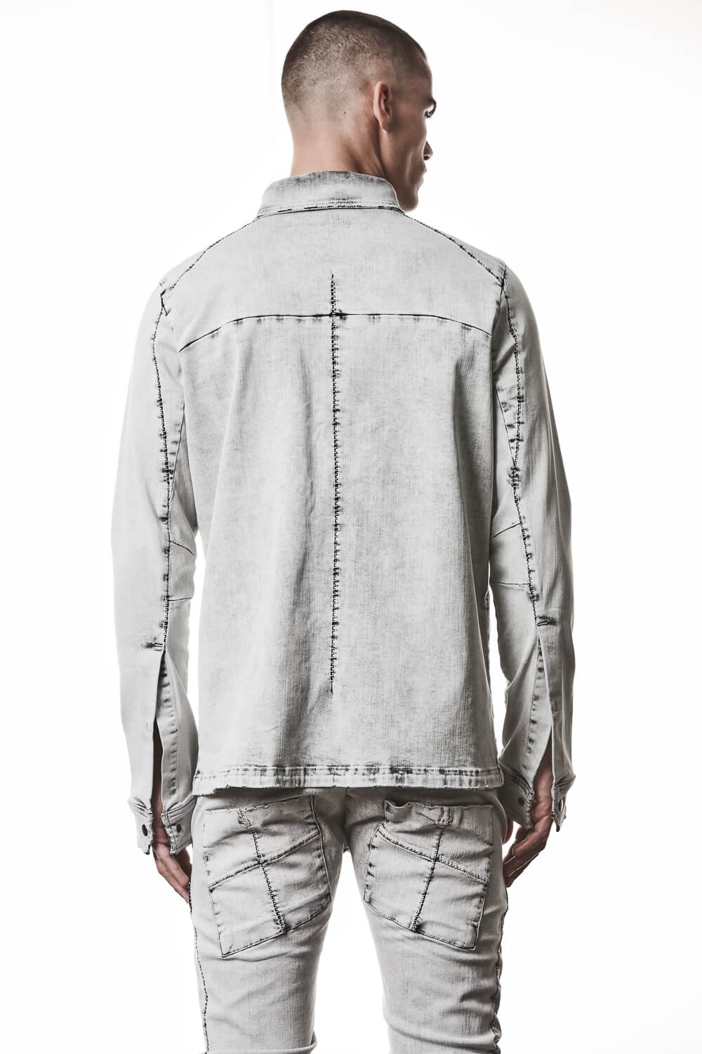 M H 181 Denim Shirt Light Grey