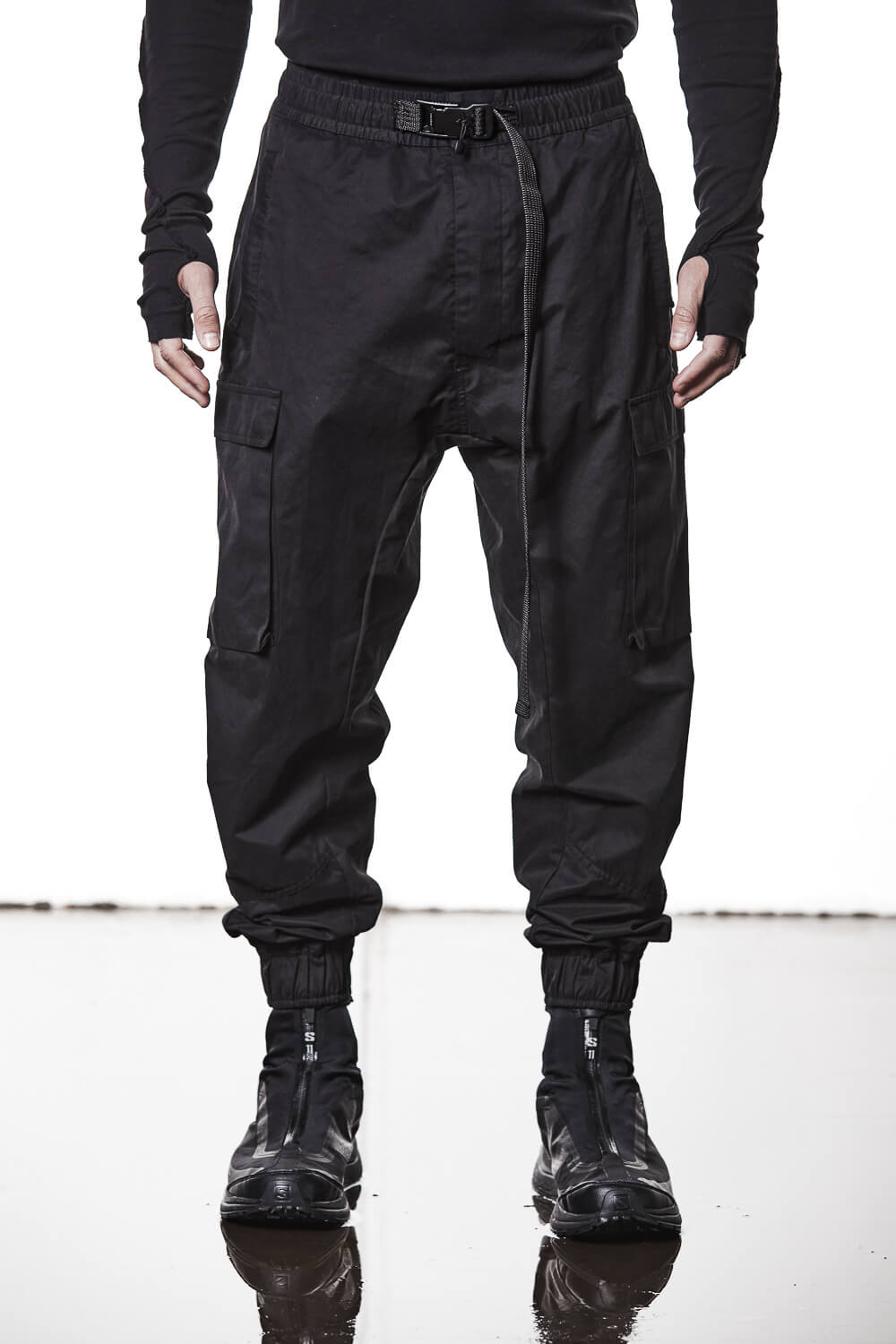M P 15 Belt Detail Cargo Pants Black