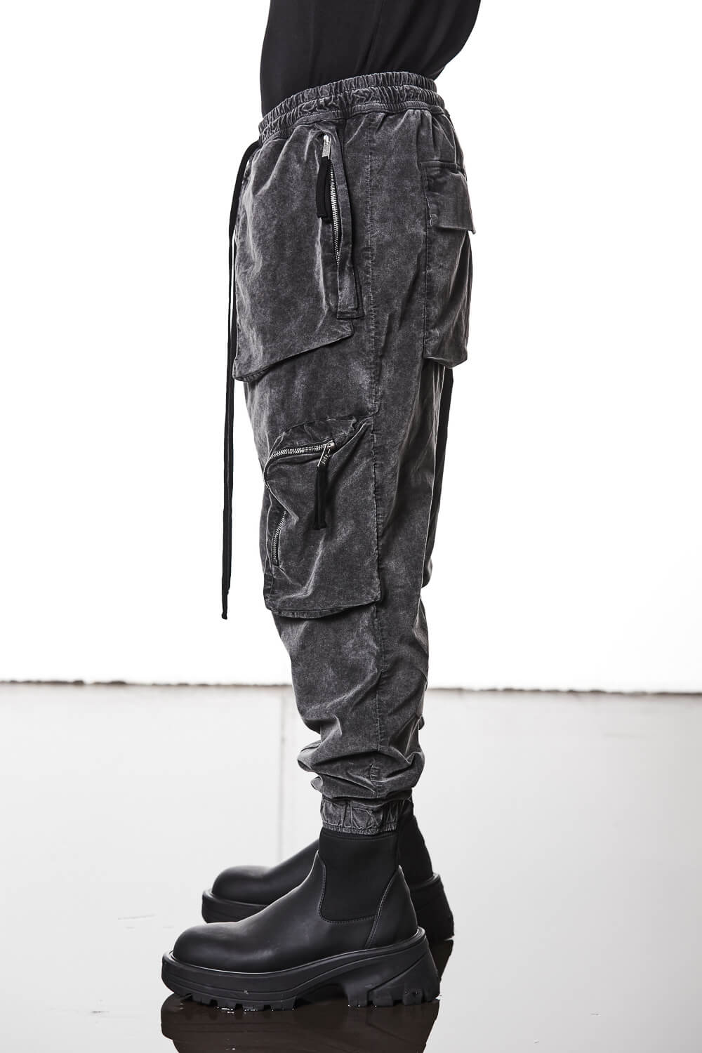 M P 21 Velvet Cargo Pants Grey