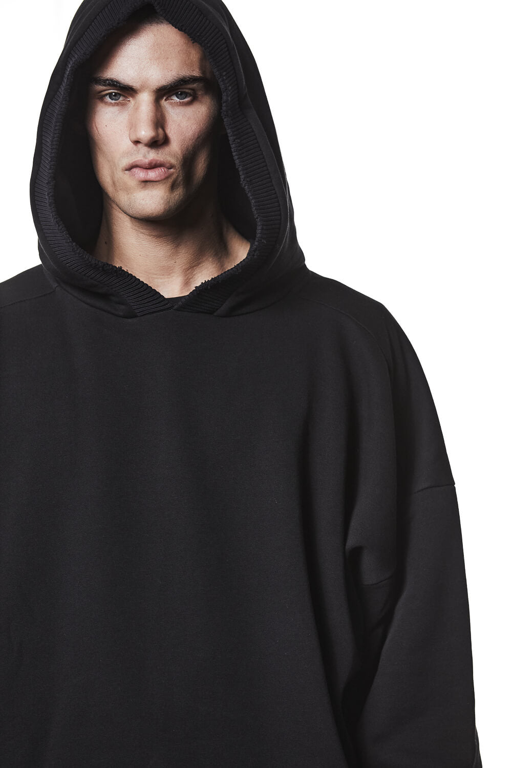 M S 186 Oversized Cropped Hoodie Black