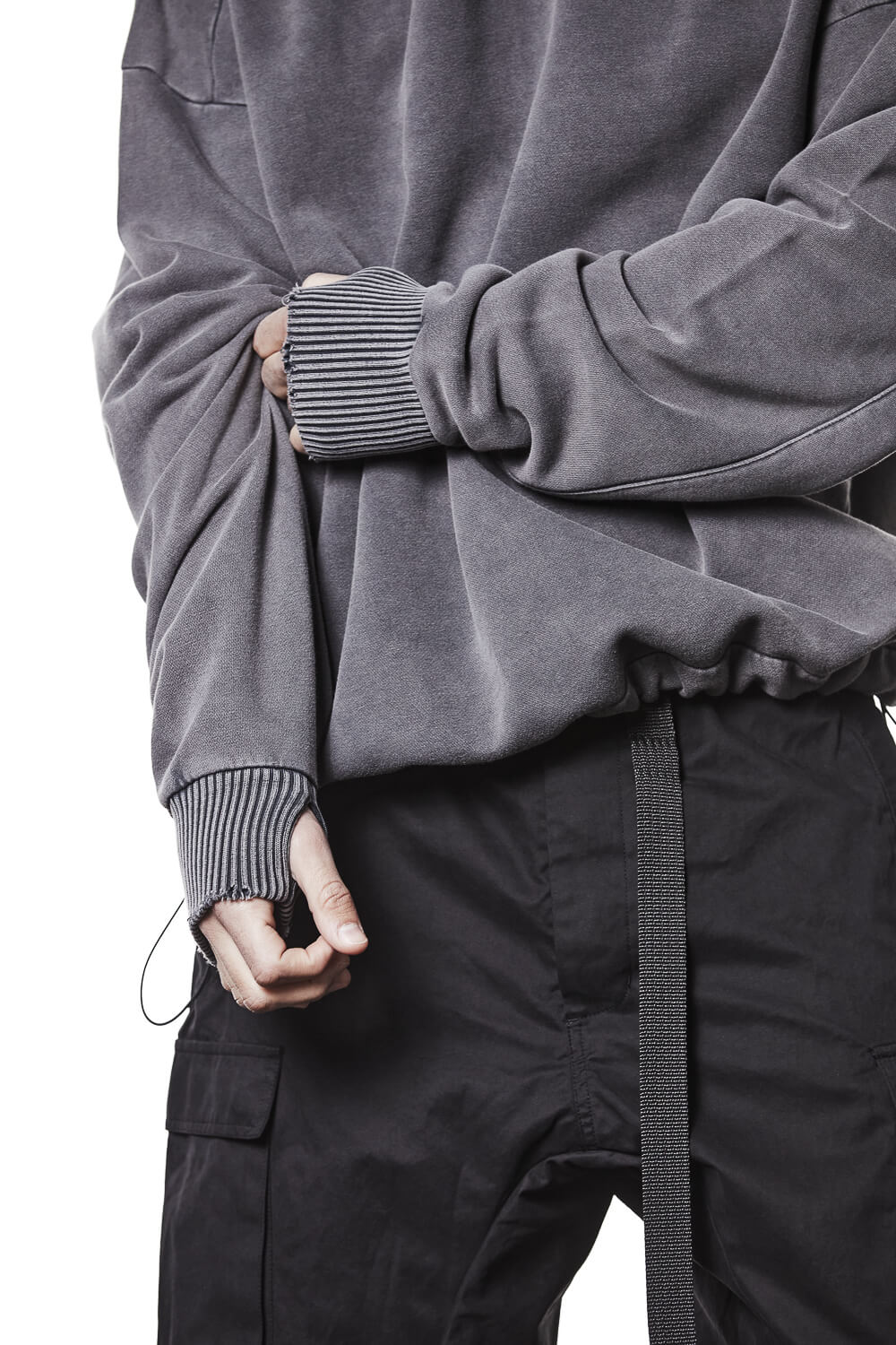 M S 186 Oversized Cropped Hoodie Grey