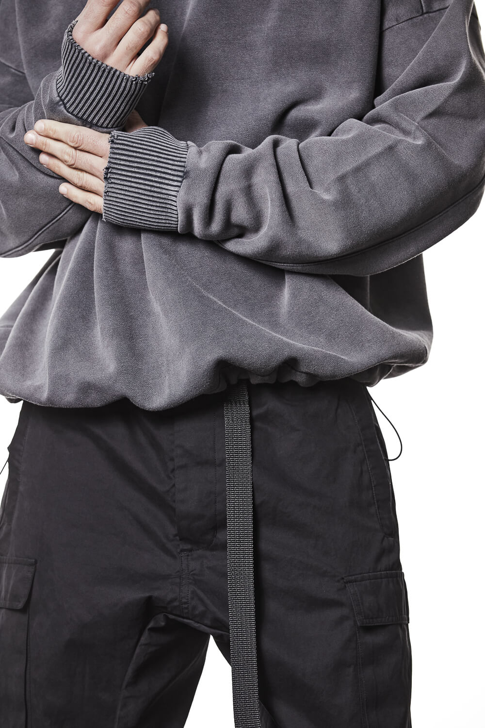 M S 186 Oversized Cropped Hoodie Grey