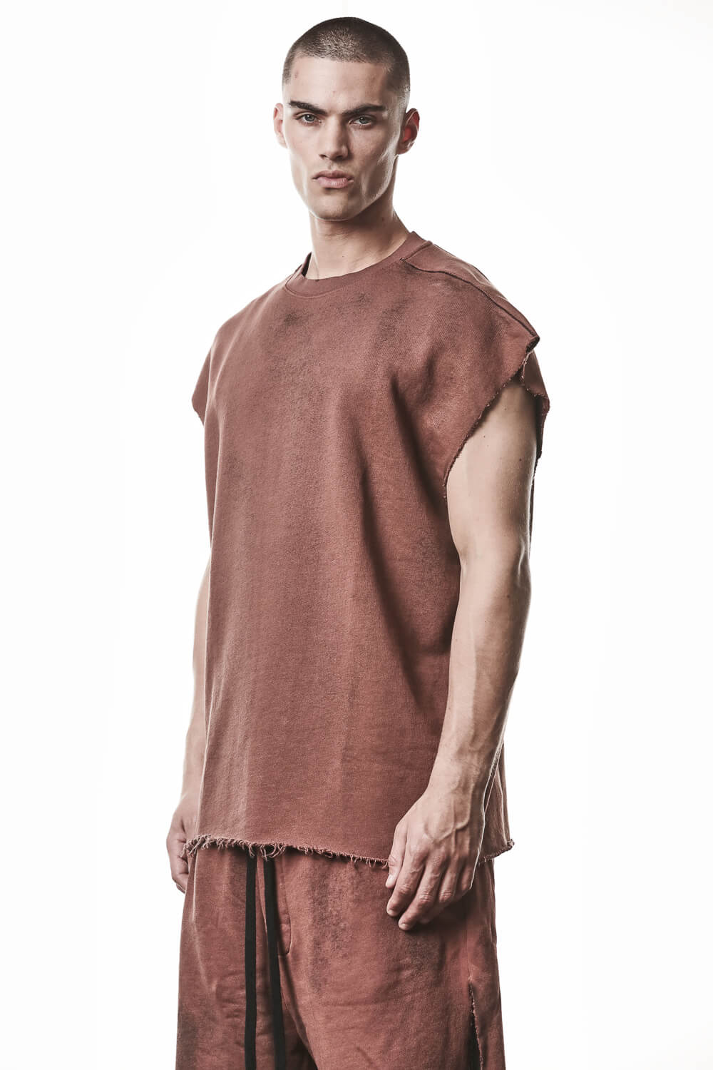 M S 190 Sleeveless Sweatshirt Terracotta