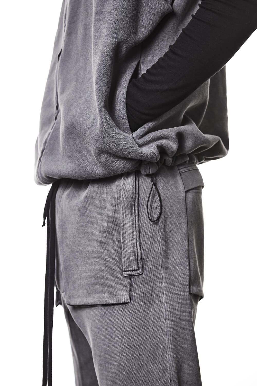 M SJ 684 Zip-Up Sleeveless Hooded Jacket Grey