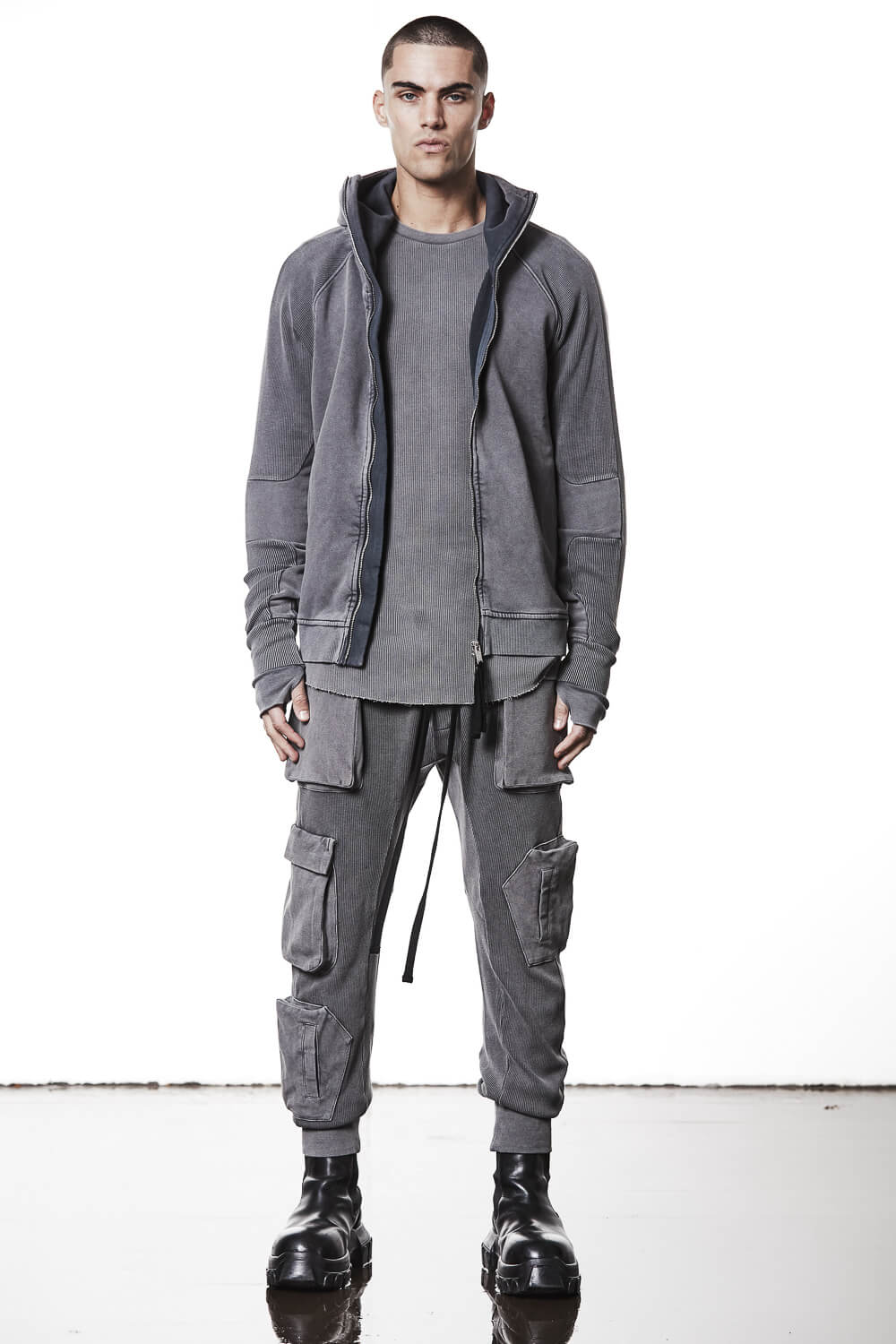 M SJ 691 2-Way Zip Closure Cotton Jacket Grey